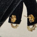 Boutique Gold Filled Small Hoop Earrings Emerald Green and Clear Pave Photo 5