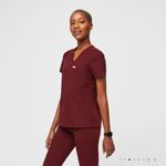 FIGS Catarina One-Pocket Scrub Top Maroon Short Sleeve Photo 1