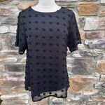 Blooming Jelly  Women’s Black PomPom Style Blouse Photo 1