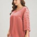 Bloomchic Polka Dot Mesh Patchwork Flounce Sleeve Blouse Dusty Pink 18-20 Photo 2