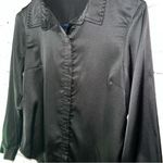 Brandy Melville John Galt Women's Black Long Sleeve Button Down Satin Top Photo 1