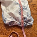 SheIn White and Blue Floral 3/4 sleeve Dress Size S Peek a Boo Waist Photo 14