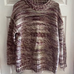 Old Navy Chunky Knit Mock Neck Sweater Marled Burgundy Cream Oversized Cozy Medium Photo 0