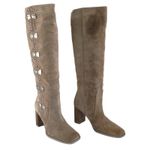 Sam Edelman Oma Brown Suede Western Studded Knee High Heeled Boots Women's 8 Photo 1