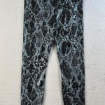 Carbon38 L Large Metallic Snake Print High Rise 7/8 Leggings Black Teal Animal Photo 3