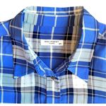 Equipment  Brett 100% silk blue white plaid tunic shirt dress size medium Photo 2