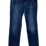 American Eagle  AEO Dark Wash Skinny Crop Raw Hem Mid Rise Jeans Size 8 Short Photo 0