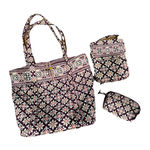 Vera Bradley  Retired Medallion Shoulder Tote Burgundy Lunch‎ Bag Wristlet Photo 0