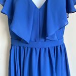 JJ's House Chiffon Royal Blue Ruffle Top Knee Length Dress - Size 10 Photo 2