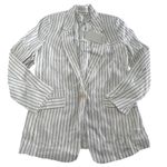 Joie  Blazer Womens‎ 6 White Darryl Linen Blend Lightweight Jacket New Striped Photo 3
