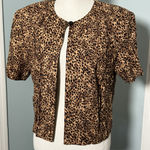 Sag Harbor Shawl, Leopard Print, Brown And Black, Shoulder Pads, Size 14 Photo 0