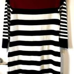 Studio One  New York Sweater Dress Red Black White Stripe Size M Stretch Soft Photo 1