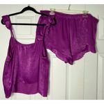 Secret Possessions Purple Satin Ruffle Top Shorts Lingerie PJ Set Size XL 14/16 Photo 5