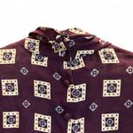 Anne Klein 80s VTG Burgundy 100% Silk Jacquard Weave Geometric Mock Neck Blouse size 12 Photo 6