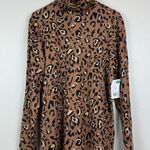 The Limited  Top Women 2X Tan Animal Modal Blend Mock Neck Long Sleeve Blouse NWT Photo 0