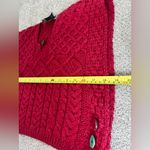 Blarney Woollen Mills 100% Merino Wool Made in Ireland Cable Knit Poncho Sweater Red Size M Photo 5
