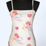 Cute white and pink angel baby print mini dress Size Small NEW Photo 0