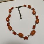Talbots Signed  Orange Beaded Necklace Adjustable Length Photo 0