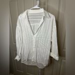 White Textured Shirt and Shorts‎ Set, Button Down Top & Elastic Waist Size XS Photo 1