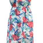 Iris Los Angeles Tropical Hibiscus Strapless High Low Dress White Red Blue S Photo 4