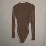 SheIn  Taupe Long Sleeve Slinky Cut-Out Bodysuit Photo 4