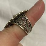 Vintage Boho Filigree Statement Ring Portugal 925 Sterling Silver Size 6 Photo 2