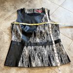 Catherine Malandrino  Peplum Jacquard Faux Leather Accent Sleeveless Top Zipper 8 Photo 4