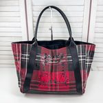 Victoria's Secret  Tartan Plaid Floral Vine Weekender Tote Bag Large Red Black Photo 0