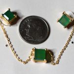 NIP Trades Of Hope Gold Tone Emerald Green Dainty Square Post Earrings/Necklace Photo 0