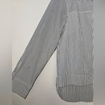 J.Crew  Funnel Neck Striped Shirt Size 6 Black White Shoulder Buttons Poplin Photo 5