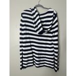 Talbots  Blue White Stripe Cotton Blend Hoodie Pocket Size Large Preppy Nautical Photo 2