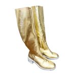 Free People Metallic Gold Shiny Essential Tall Slouch Block Heel Boots Size 7.5 Photo 1
