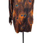 Givenchy  Vintage Peacock-Print Poet-Sleeve Blouse Silk Brown Size 34 US 2‎ Photo 4