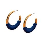 Alexis Bittar Retro Memphis 14K Yellow Goldplated Half-Hoop Earrings, Blue, NWT Photo 7