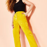 NWT Royalty by Maluma Faux Leather Yellow Pants Size M Photo 0
