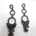 Silver Gunmetal Smokey Grey Crystal Drop Earrings Photo 0