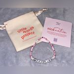 Little Words Project NWOT “WEAR PINK” Stretch Bracelet Pink/White W/Dust Bag Pink Photo 1