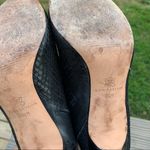 Ann Taylor  Black Leather Stiletto Booties Faux Snakeskin Photo 92