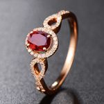 14K Rose Gold Plated Adjustable Birthstone Red Crystal Ruby Ring for Women Photo 1