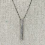 Chico's Silver Tone Rhinestone Bar Pendant Box Chain Necklace Photo 0