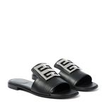 Givenchy New  4G Black Leather Silver Logo Slides Photo 2