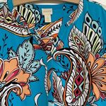 Chico's Chico’s floral paisley print short sleeve v-neck flowy oversized blouse Photo 2