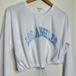Derek Heart  Los Angeles Cropped Top Terry Cloth Juniors Size XL White Blue Photo 1