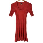 M MISSONI Burnt Orange Crochet Knit Short Sleeve Sweater Dress Size Small Photo 1