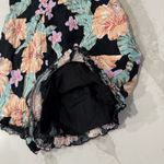 Forever 21  Floral Spaghetti Strap Lace Up Back Romper Women’s Small Black/Blue Photo 4