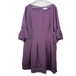 Eliza J NWT‎  Purple Fit Flare Bell Sleeve Stretch Dress Pockets Size 22W Photo 5