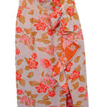 Shoshanna  Midnight Womens Dress Sz 2 Peach Floral Strapless Ruffle Midi Cocktail Photo 0