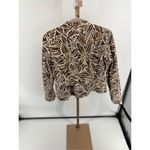 ANTHRACITE BROWN WHITE PRINT BUTTON FRONT LONG SLEEVE JACKET Women’s Size 8 Photo 10