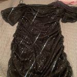 Club L  Black Sequin Bardot Drape Detail Mini Dress -Black  Photo 2