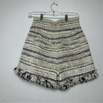 Elegant Wool Blend Golden High Waist Festive Striped Fringe Shorts in Size L Black Size L Photo 2